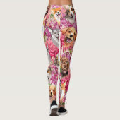 Glückliche Hunde und Blumen Leggings (Rückseite)