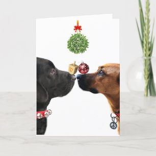 Glückliche Hunde Weihnachtskarte Feiertagskarte