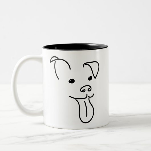 Glückliche Hundegesichts-Tasse Zweifarbige Tasse (Links)