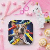 Glückliche Hundeparty-Tröten Pappteller (Party)