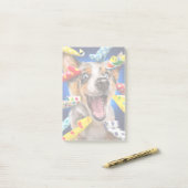 Glückliche Hundeparty-Tröten Post-it Klebezettel (Auf Schreibtisch)