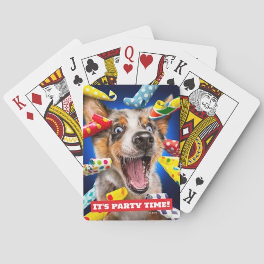 Glückliche Hundeparty-Tröten Spielkarten (Rückseite)