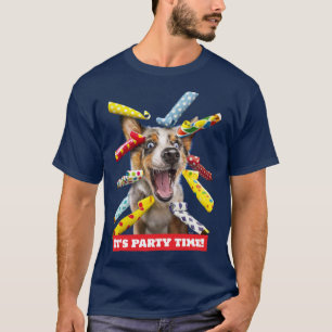 Glückliche Hundeparty-Tröten T-Shirt