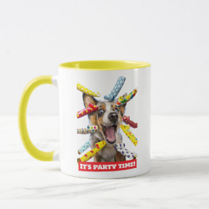 Glückliche Hundeparty-Tutgeräte Tasse