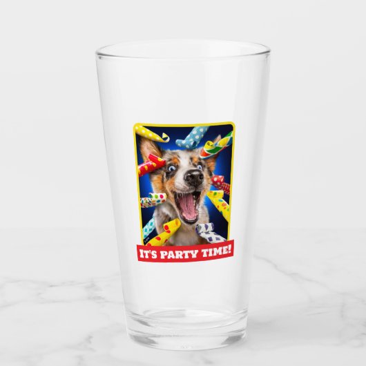 Glückliche Hundeparty-Tutgeräusche Glas (Vorderseite)