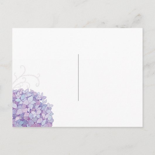 Glückliche Hydrangeas Hochzeit retten das Datum Ankündigungspostkarte (Rückseite)