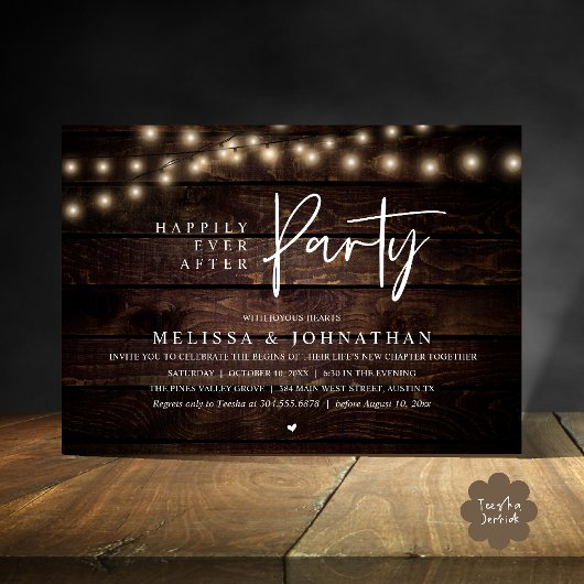 Glückliche Immer Nach Her Party, Rustikale Lichter Einladung