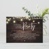 Glückliche Immerwährend-Party, Rustikale Lichterke Einladung (Stehend Vorderseite)