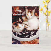 Glückliche Jahrestags-Katzen-Karte Karte (Gelbe Blume)