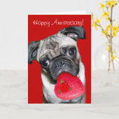 Glückliche Jubiläumskarte Mops Grußkarte Karte (Gelbe Blume)