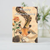 Glückliche Jubiläumskarte Romantische Giraffe mit  Karte (Stehend Vorderseite)