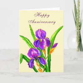 Glückliche Jubiläumskarte Schöne Iris-Blume Karte