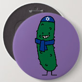 Glückliche jüdische Essiggurken-Essiggurken Button (Vorne & Hinten)