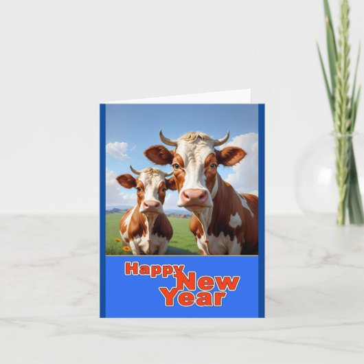 glückliche Jungkühe Dankeskarte (Vorderseite)