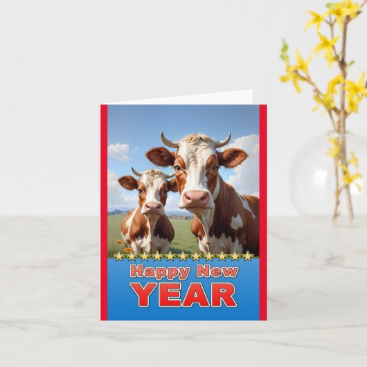 glückliche Jungkühe Karte (Gelbe Blume)