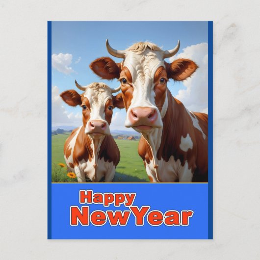 glückliche Jungkühe Postkarte (Vorderseite)