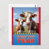glückliche Jungkühe Postkarte (Vorne/Hinten)