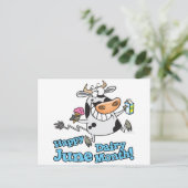 glückliche Junta Milchmonat lustige Cartoon Kuh Postkarte (Stehend Vorderseite)