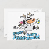 glückliche Junta Milchmonat lustige Cartoon Kuh Postkarte (Vorne/Hinten)