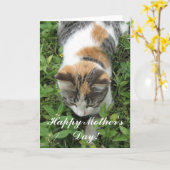 Glückliche Kaliko-Katzen-Grußkarte der Mutter Karte (Gelbe Blume)