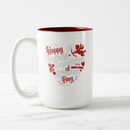 Glückliche kapitalistische Ausbeutung des Tages de Zweifarbige Tasse