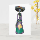 Glückliche Karte Halloweens Catrina (Gelbe Blume)