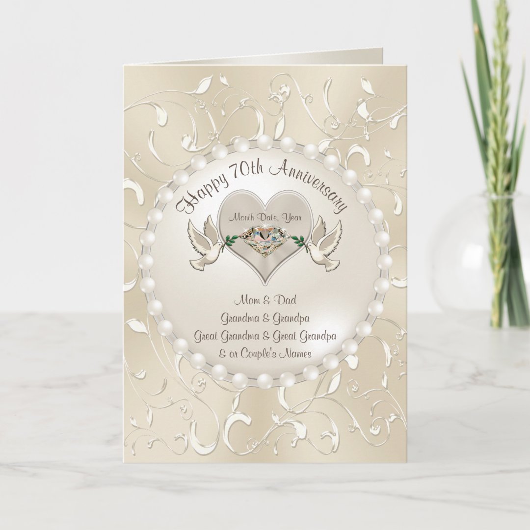 Handgemachte Grußkarte 'With Love On Your Special Day' – Zum 70. Hochzeitstag – Mit STRASS & Glitzer