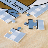 Glückliche Kartoffel Personalisiert Blau Gingham Puzzle (Seite)