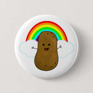 Glückliche Kartoffel und ein Regenbogen Button