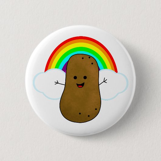 Glückliche Kartoffel und Regenbogen Button (Vorderseite)