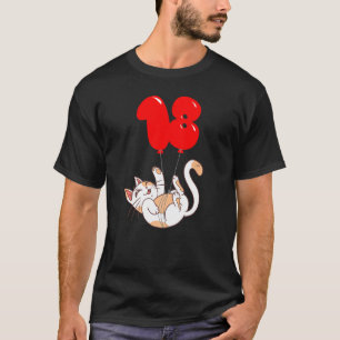 Glückliche Katze 18. Geburtstag Kinder Ballonparty T-Shirt