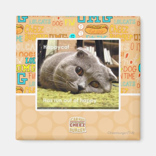 Glückliche Katze, aus Glück Magnet (Vorne)