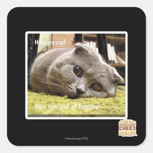 Glückliche Katze, aus Glück Quadratischer Aufkleber (Vorderseite)