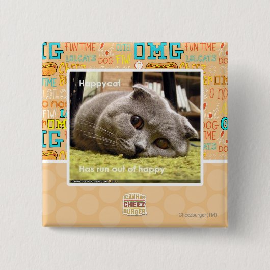 Glückliche Katze, aus glücklichem heraus Button (Vorderseite)