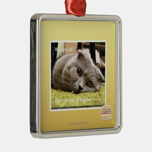 Glückliche Katze, aus glücklichem heraus Silbernes Ornament (Rechts)