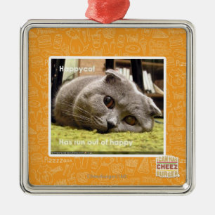 Glückliche Katze, aus glücklichem heraus Silbernes Ornament