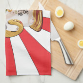 Glückliche Katze B Geschirrtuch (Viertel Falte)