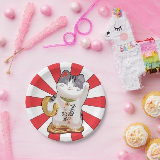 Glückliche Katze B Pappteller (Party)