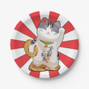 Glückliche Katze B Pappteller