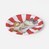 Glückliche Katze B Pappteller (Schrägansicht)