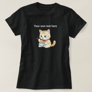 Glückliche Katze, die Ramen-Nudeln isst T-Shirt