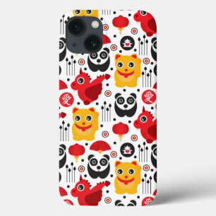 Glückliche Katze, Drache und Panda der China Case-Mate iPhone Hülle