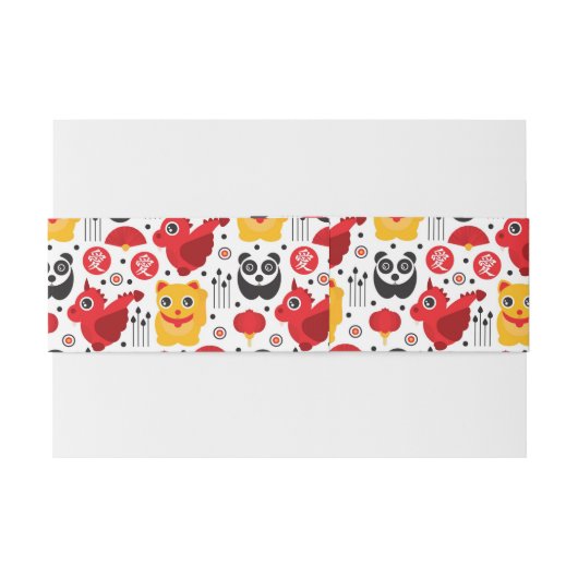 Glückliche Katze, Drache und Panda der China Einladungsbanderole (Rückseitenbeispiel)