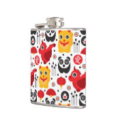 Glückliche Katze, Drache und Panda der China Flachmann (Links)