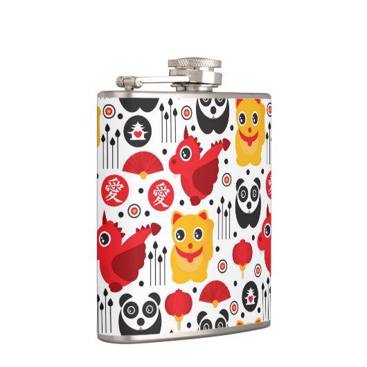 Glückliche Katze, Drache und Panda der China Flachmann (Rechts)