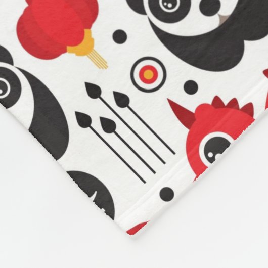 Glückliche Katze, Drache und Panda der China Fleecedecke (Ecke)