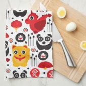 Glückliche Katze, Drache und Panda der China Handtuch (Viertel Falte)
