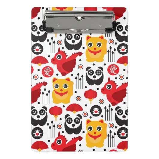 Glückliche Katze, Drache und Panda der China Mini Klemmbrett (Vorderseite)