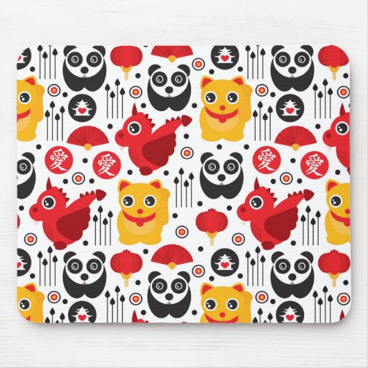 Glückliche Katze, Drache und Panda der China Mousepad (Vorne)