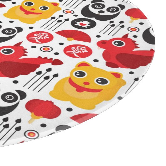 Glückliche Katze, Drache und Panda der China Schneidebrett (Ecke)